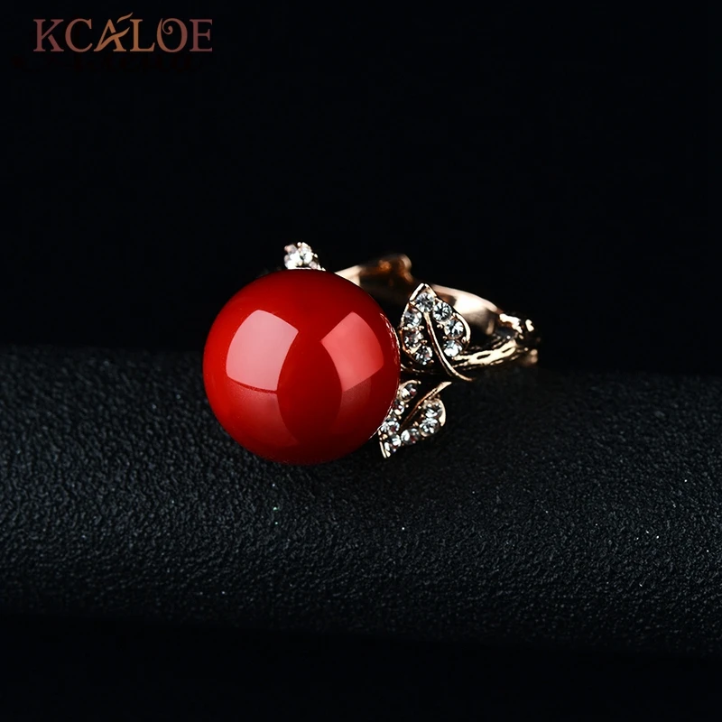 KCALOE кольца из натурального камня красный коралл розовое золото цвет Bijoux Femme
