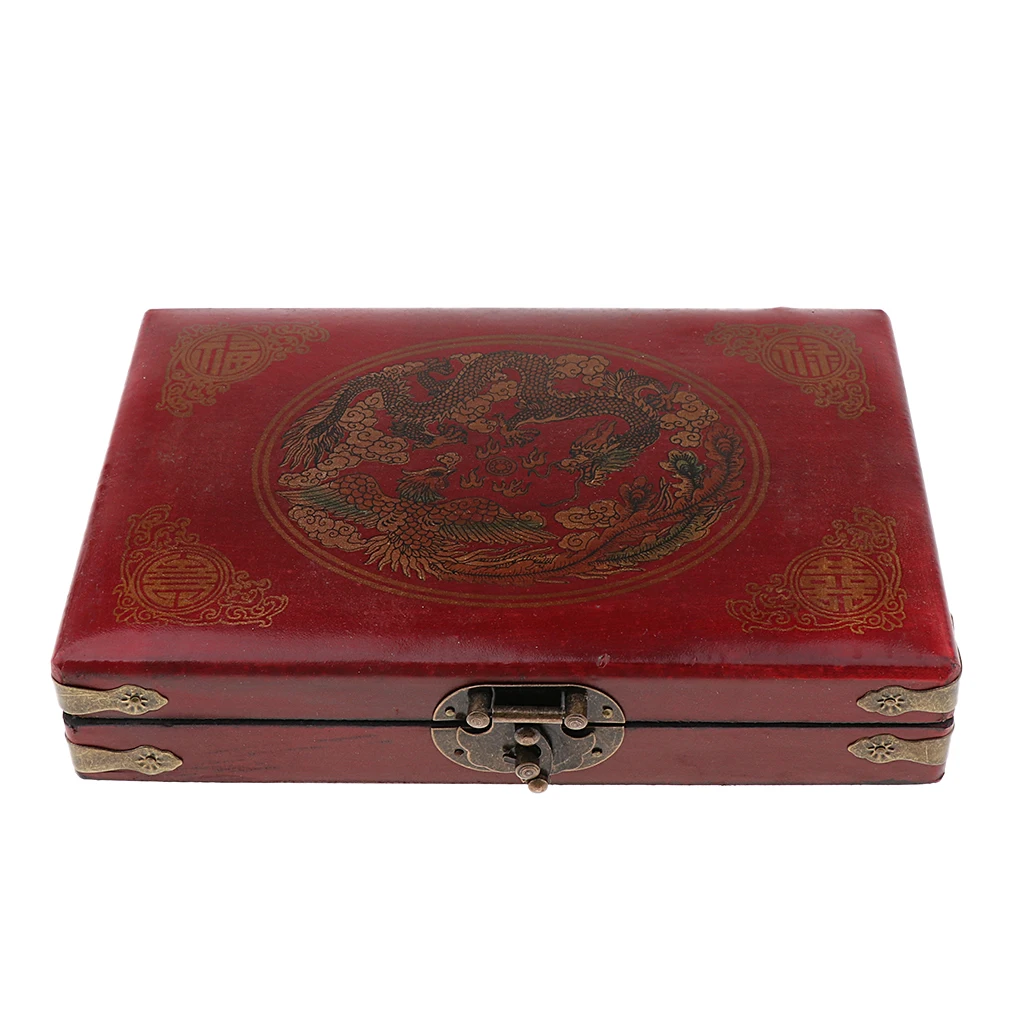Chinese Mahjong Toy Set, Classic Board Game 144 Tiles Set with a Wooden Box and Manual