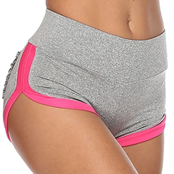 

Gray Pink Patchwork Short for Woman 2020 Trends High Waist Shorts Female Elastic Runnig Cycling Gym Shorts