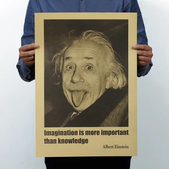 

Albert Einstein Imagination Vintage Classic Poster Map Home Office Decoration Garage Wall Decor Art Retro School Prints