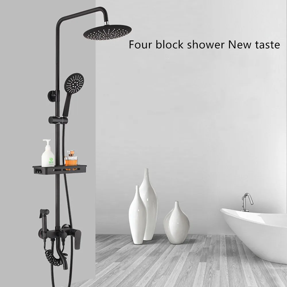 

Home improvement Bathroom shower set beathroom shower system Copper material beathroom accessories Shower Combo Set black