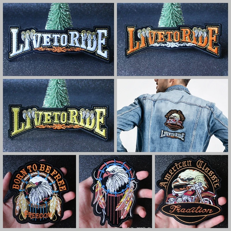 

Nicediy Hippie Punk Embroidery Badge 3D DIY Iron on Patches For Clothing Accessories Motorcycle Patch Decor Jacket Back Applique