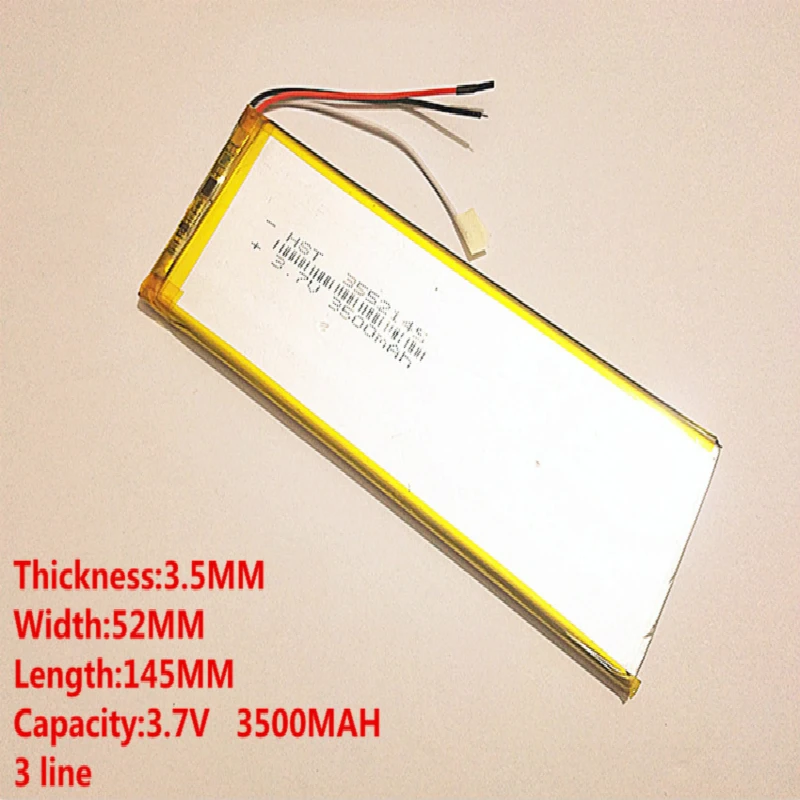 3 линии 3,7 V 3500mAh 3552145 универсальный литий-ионный аккумулятор для планшетных ПК 7 дюймов 8 дюймов 9 дюймов MP3 MP4 мобильный телефон видео игры