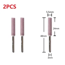 2Pcs Corindon Meule Tête Affûteuse de Tronçonneuse Bavure 3mm Tige 4/4.8/5.5mm Pour Meuleuse Chaîne Scie Sculpture Tête De Roue