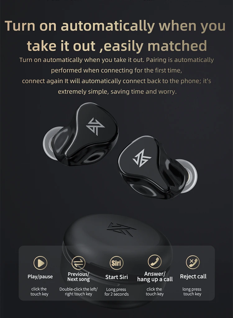 AK KZ Z1 PRO Dynamic Driver TWS True Wireless Bluetooth 5.2 Earphone Touch Control Sport Sweatproof Game Headset ASX ZS10PRO