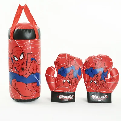 Дети на открытом воздухе спортивные игрушки для бокса Marvel Человек-паук игрушка-Супергерой перчатки мешок с песком в комплекте детские игрушки для мальчиков начинающих подарки на день рождения - Цвет: Красный