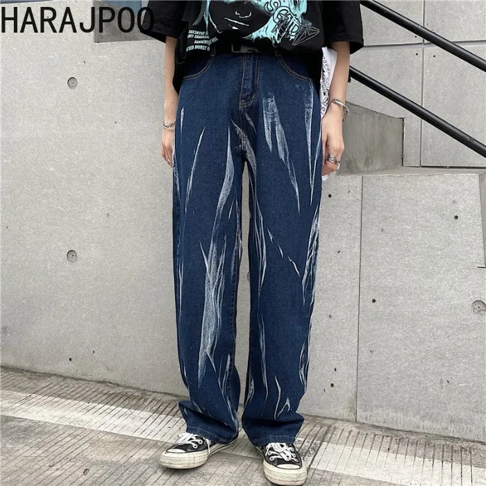 Штаны Harajpoo весна-осень 2021 корейские в стиле Instagram модные уличные хип-хоп широкие