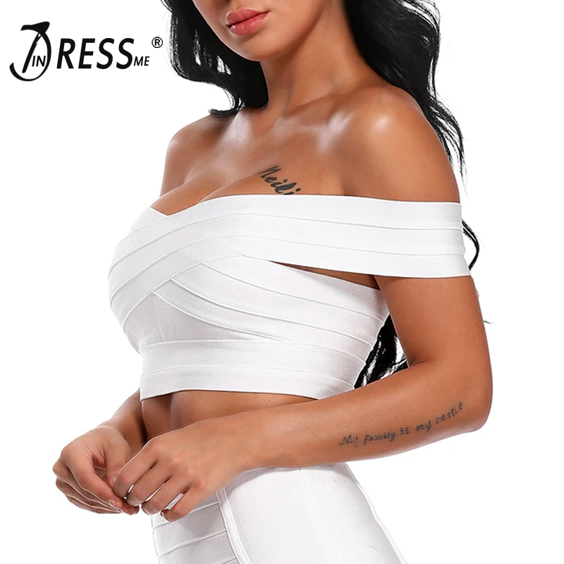 INDRESSME 2019 Новый V образный вырез открытые плечи бандажный Топ однотонный