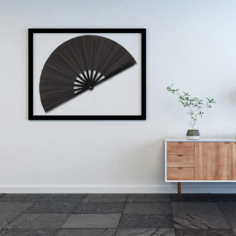 2 Pieces Large Folding Fan Nylon Cloth Handheld Chinese Kung Fu Tai Chi Decoration Party