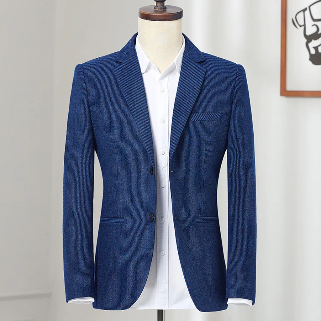 Повседневные мужские клетчатые костюмы Slim Fit Хлопок Полиэстер нагрудный костюм жениха мужские s смокинг-пиджак Свадебные/Выпускные синие костюмы пальто 8,13 - Цвет: BU