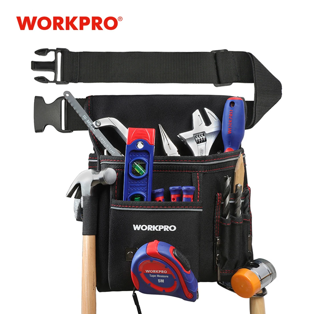 WORKPRO Multi-functional Electrician Tools Bag Waist Pouch with Adjustable Belt Storage Carrying Pouch