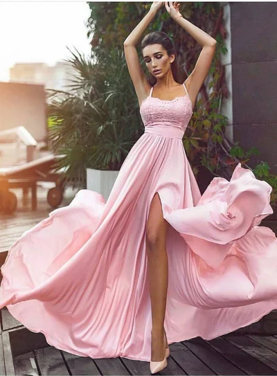 Сексуальные элегантные трапециевидные платья для выпускного на бретелях, длинное розовое платье для выпускного вечера с Боковым Разрезом, вечерние платья Abendkleider