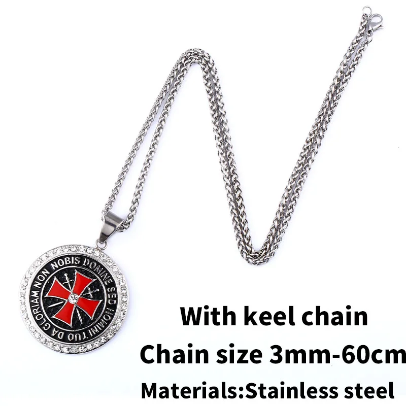 with keel chain Стальной солдат Европа рыцарь кулон ожерелье хип хоп Тамплиер цепь из нержавеющей стали символ ювелирные изделия - Окраска металла: with keel chain