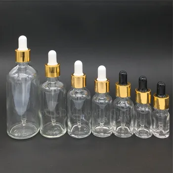 

100pcs 5ml/10ml/15ml/20ml/30ML/50ml/100ml Reagent Eye Dropper transparent Glass Aromatherapy Liquid Pipette Bottle Refillable
