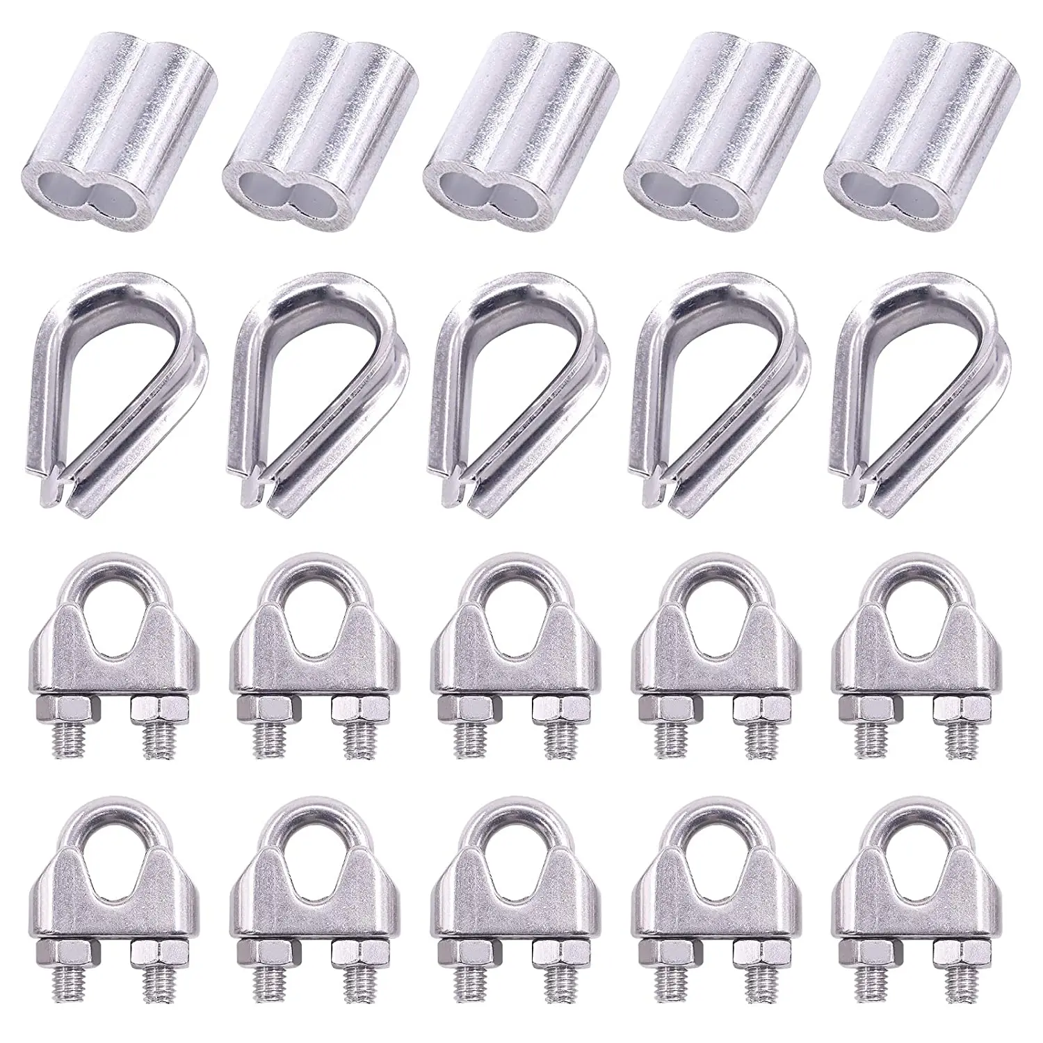 Connettori Cavi Metallici Fai-da-te Manicotti Crimpatura Alluminio Per Funi - 2 Mm, 200 Pezzi Argento Ferramenta Professionale