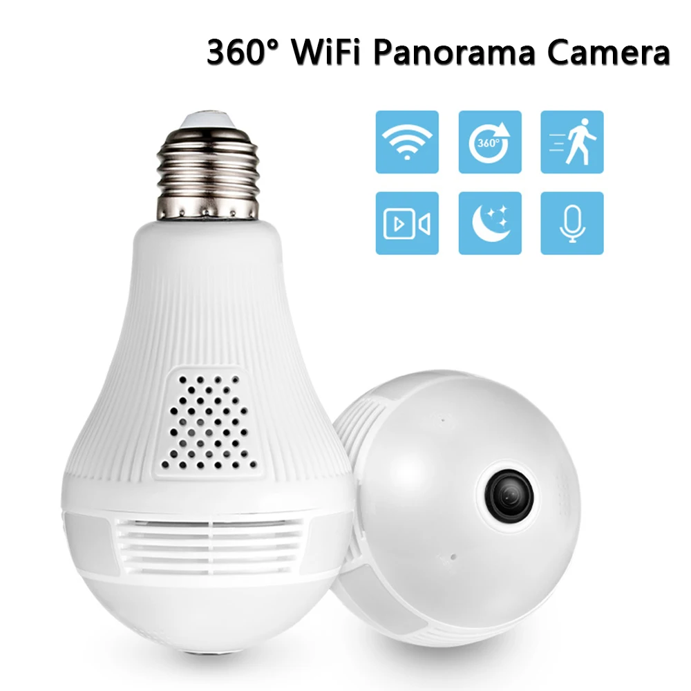 Fisheye лампа ip-камера в форме лампы 360 градусов домашняя охранная светодиодный