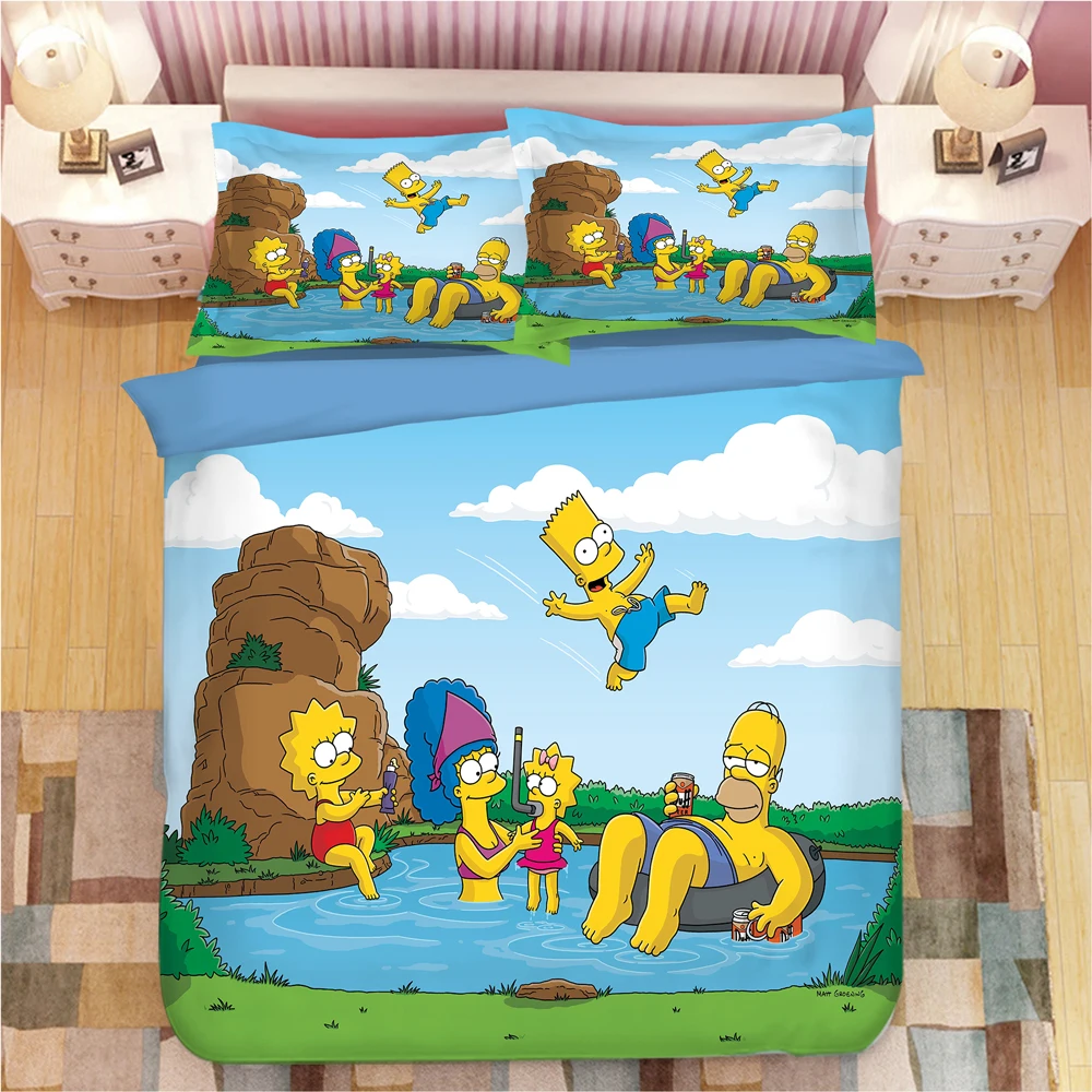 Cute Simpson Bedding Set Duvet Covers Pillowcases One Piece Comforter 7 The Simpsons Family