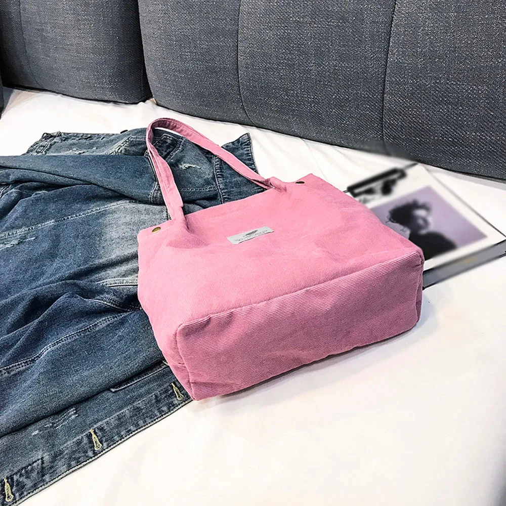Transer, женская сумка на плечо, вместительная, Вельветовая, сумка-тоут, женская, чистая, ручная, складная, многоразовая, для покупок, для путешествий, пляжная сумка