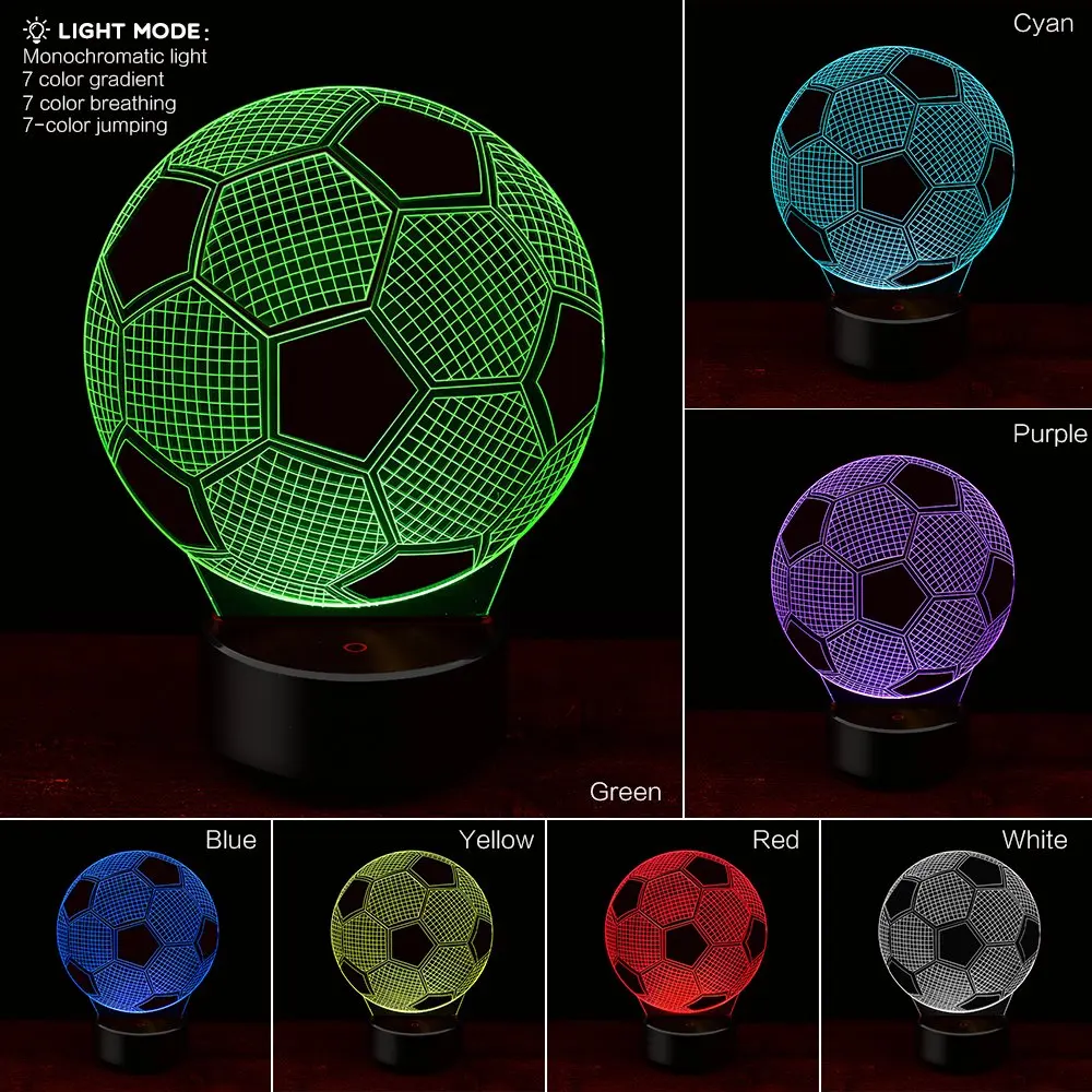 3D футбол баскетбол сенсорная настольная лампа 7 цветов меняющаяся настольная лампа USB мощность ночник футбол светодиодный светильник Декор для спальни подарок