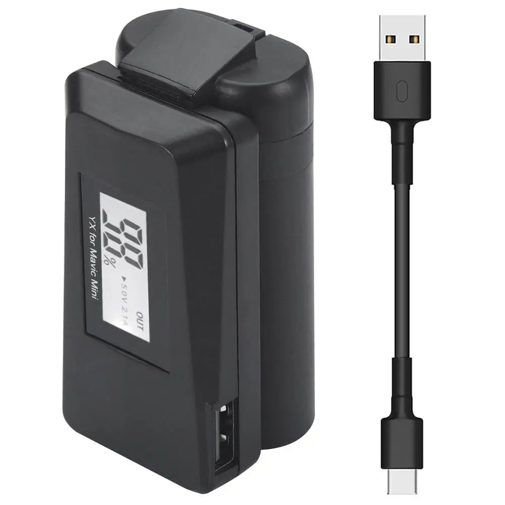 YX for DJI Mavic mini QC3.0 Fast Charger Battery USB Charging With TYPE C Cable LED charger For Mavic mini Drone Accessories