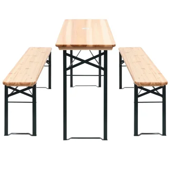

vidaXL Folding Beer Table with 2 Benches 177 cm Pinewood