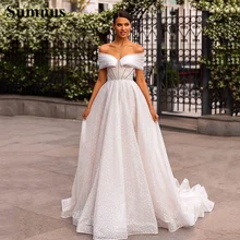 SoDigne French Modern Wedding Dresses With Detachable Sleeves Dot Princess Bridal Dress Custom Made Wedding Gowns