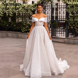 SoDigne French Modern Wedding Dresses With Detachable Sleeves Dot Princess Bridal Dress Custom Made Wedding Gowns
