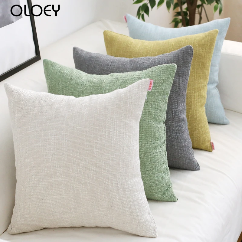 

Plain Cushion Cover Solid Home Decorative Vintage Pink Ivory Blue Green Pillow Case for Home Sofa Bed 45x45cm