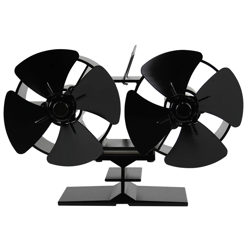 

8 Blades Fireplace Fan Circulating Air Log Wood Double Motor Burner Heat Efficient Powered Distribution Fireplace Parts