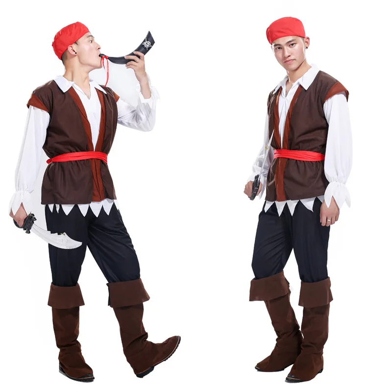 Caribbean Captain Pirates Costumes Jack Sparrow Pirate Fantasia Cosplay Fancy Dress Carnival Halloween Cosplay Costume Women Men