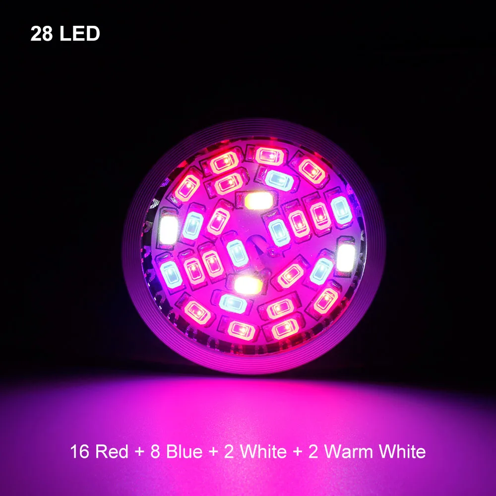 5730 SMD алюминиевый полный спектр E27 Светодиодный светильник для выращивания 7 Вт 10 Вт 20 Вт 30 Вт AC 110 В 220 В комнатные растения, цветы лампа для роста - Испускаемый цвет: 7W - 28LEDs