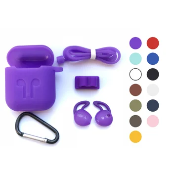 

5 in 1 Cases Lanyard Carabiner Protective Case for AirPods Headphone Silicone Cover for AirPods 1 2 Case Accessories Storage Box