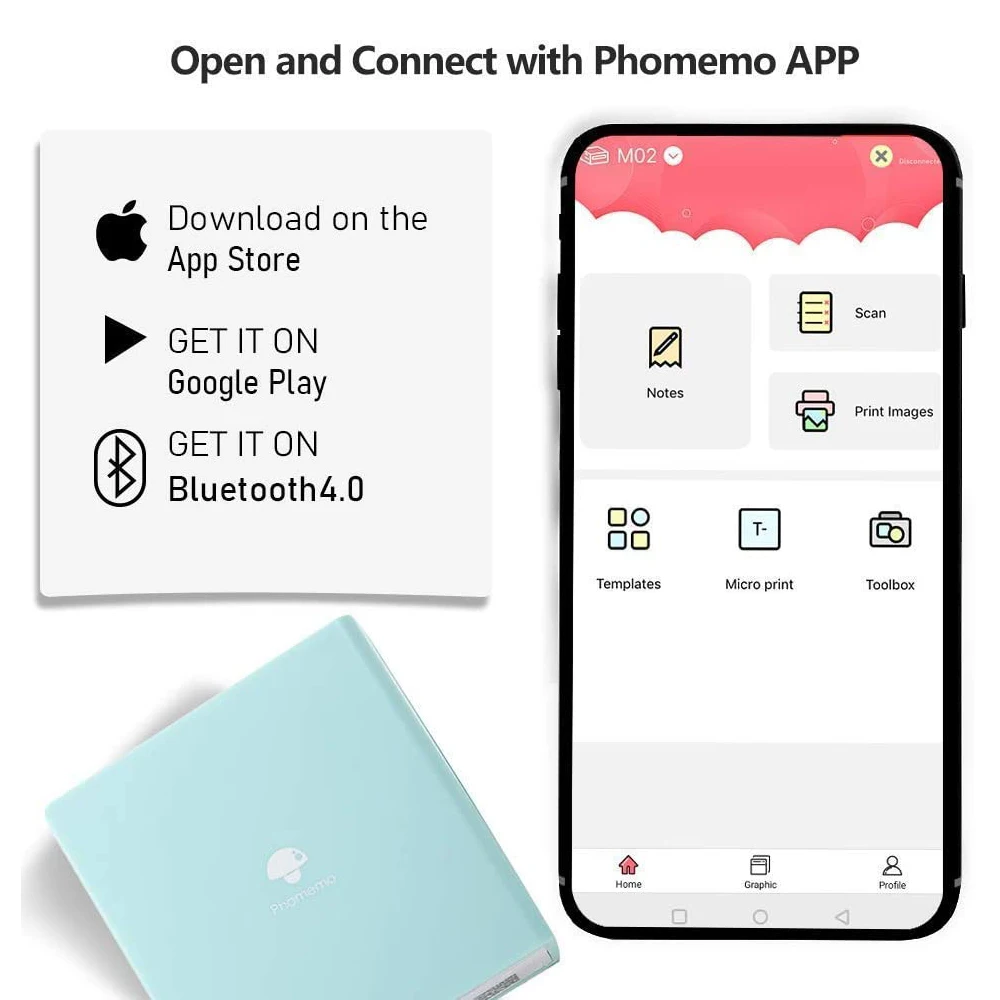 Phomemo M02 портативный принтер для этикеток Mini Bluetooth термальный фотопринтер обучения