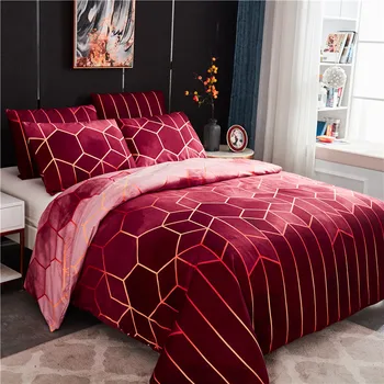 

Claroom Geometric Comforter Bedding Set Queen King Duvet Cover Bed Linen Red FR01#