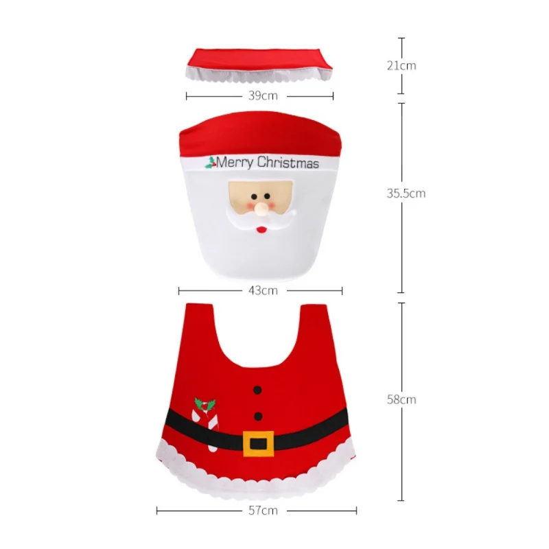 3 шт./компл. крышки топливного бака и коврик пижамный комплект на Рождество, Туалет украшения Счастливого Рождества Санта Клаус сиденье для унитаза крышка Ванная комната расходные материалы