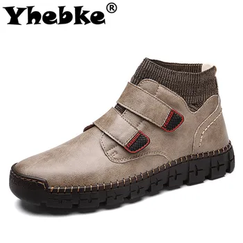 

Yhebke Mens Genuine Leather Winter Shoes Casual Comfortable Fashion Autumn Footwear Leisure Male Ankle Boots Size 39-48 Hot Sale