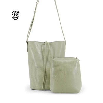 

2 Pcs Fashion Single Shoulder Bag For Women PU Leather Lizards Grain Female Bags Casual Handbag Wallet Large Capacity Bucket Bag