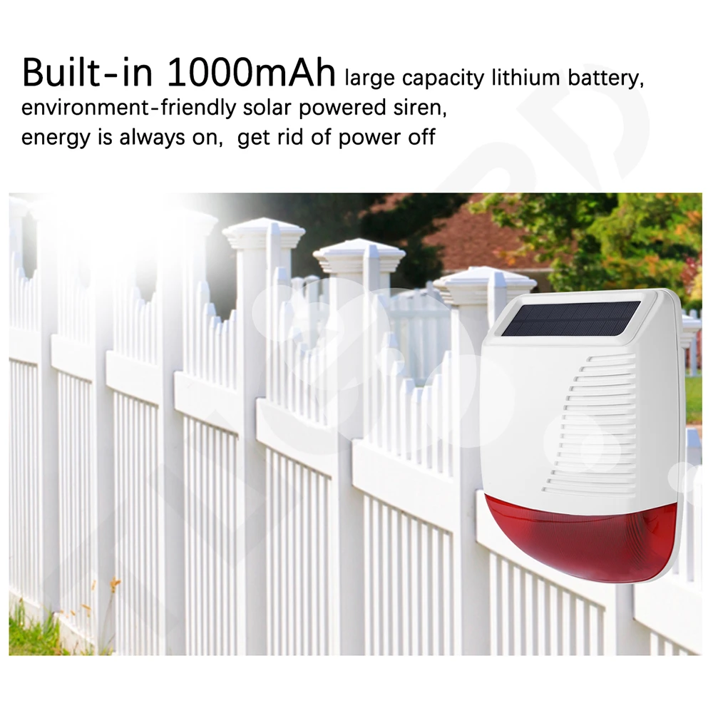 Tugard 433MHz Wireless Outdoor Solar Siren Light Flash Strobe Waterproof Alarm Siren for Home Security Burglar WiFi Alarm System