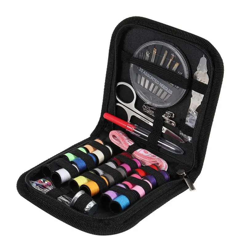 

58pcs Multifunctional Hand Sewing Tool Needle Box Set Household Travel Sewing Needles Thread Scissors With Blue Zipper Bag