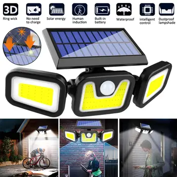 

Solar Lamp PIR Motion Sensor 3 Modes Outdoor Solar Garden Light Three-Sided Waterproof Energy Saving Wall Yard Lamps Accessories