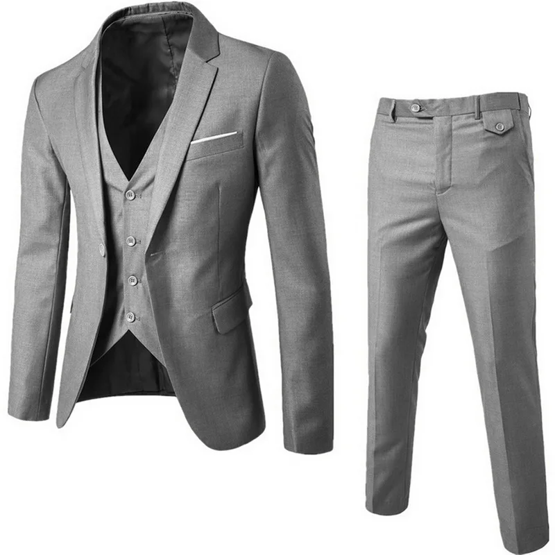 MoneRffi, 3 предмета, деловой блейзер+ жилет+ брюки, мужской костюм, осенняя мода, однотонный Тонкий Свадебный комплект, винтажные классические пиджаки для мужчин - Цвет: 4