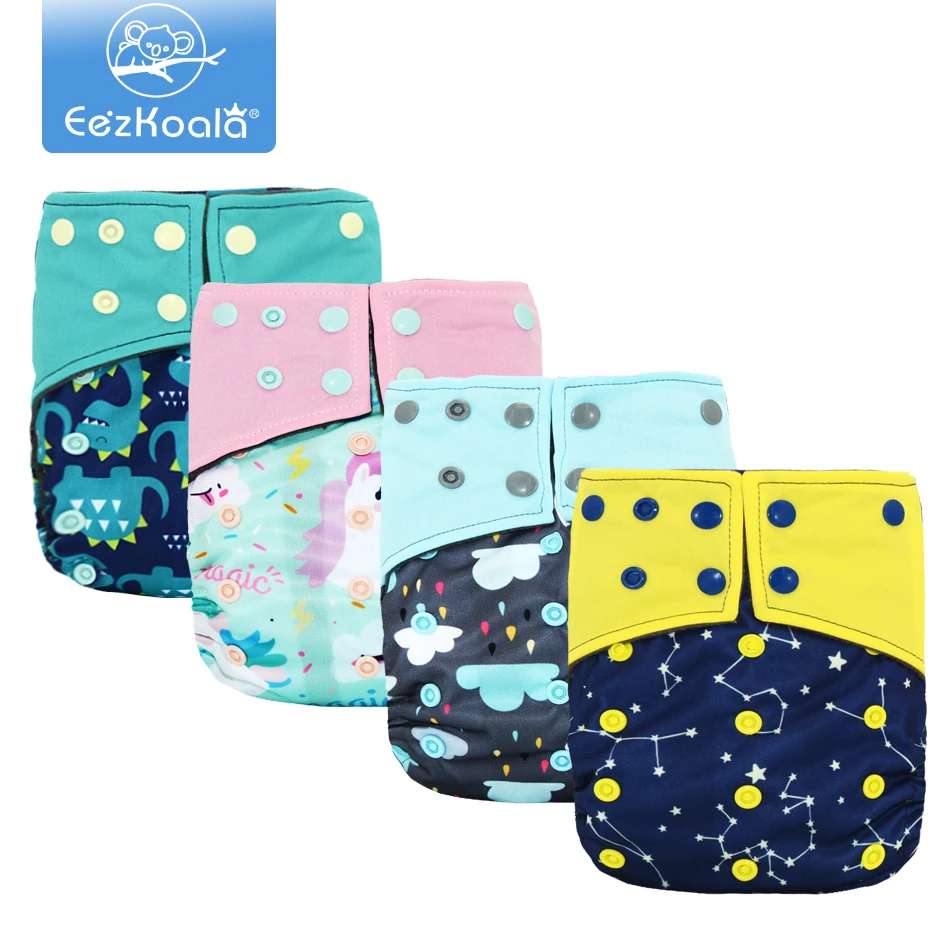 EezKoala-pañal de bolsillo de carbón de bambú lavables para bebés, pañales ecológicos reutilizables, cubierta de pañales de tela moderna de bolsillo