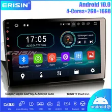 Erisin 10.1 "tek Din Android 10.0 araba Stereo multimedya Autoradio DAB + CarPlay GPS TPMS OBD Wifi Navi USB DVR Bluetooth