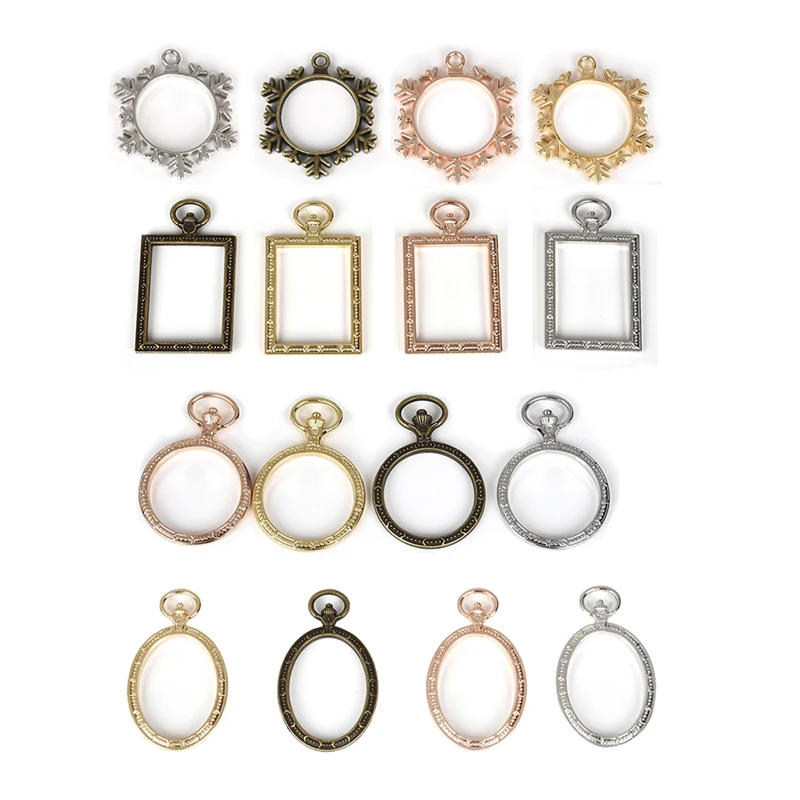 

YAKAMOZ 5pcs Vintage Metal Frame Charm Pendant Hollow Bezel Setting Resin Crafts For Necklace Earring Jewelry Making