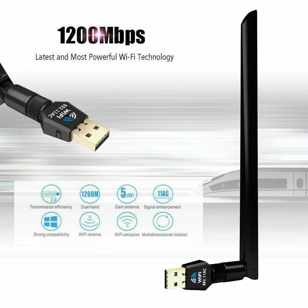 1200 Мбит/с антенной Беспроводной Ключ легко применяется USB 2,0 двухдиапазонный 802.11ac Wifi адаптер Домашний ПК ноутбук мини офисная сетевая карта