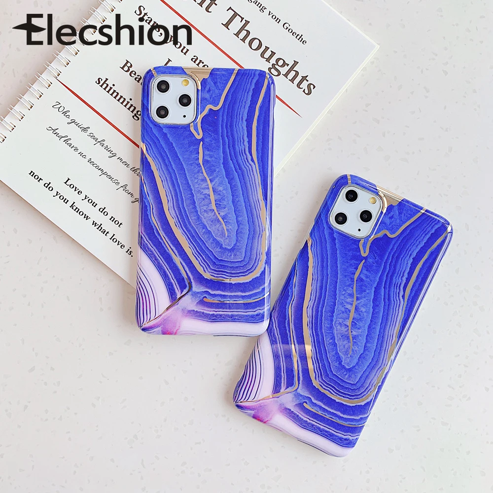 

New Abstract Marble Phone Case For Apple iPhone 11 Colorful Purple Cover For iPhone 11 Pro Soft Back Couple For Apple iPhone 11 Pro Max Shockproof Fashion Cell Phone Case Capa