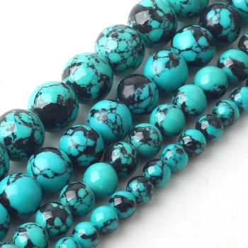 

Wholesale Natural Stone Blue Turquoises Smooth Round Loose Beads 15" Strand 6 8 10 12 MM Pick Size For Jewelry Making