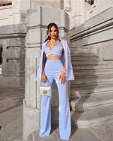 HIGH QUALITY New Fashion 2026 Designer Blazer Suit Set Women's Single Button Diamonds Beaded Camis Blazer Pants Suit 3pcs Set