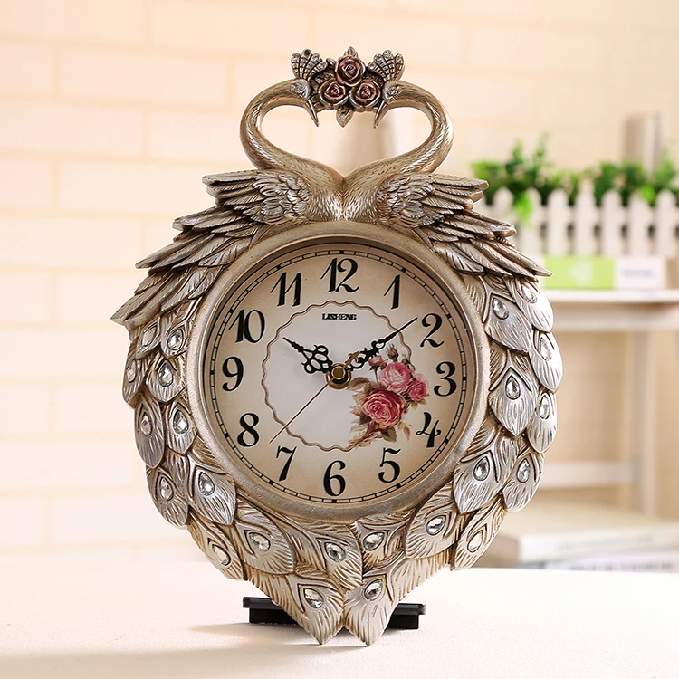 Free Shipping Vintage Wall Clock Refined Twin Peacocks Table Retro Home Decor Single Face Quartz Mute ABS | Дом и сад