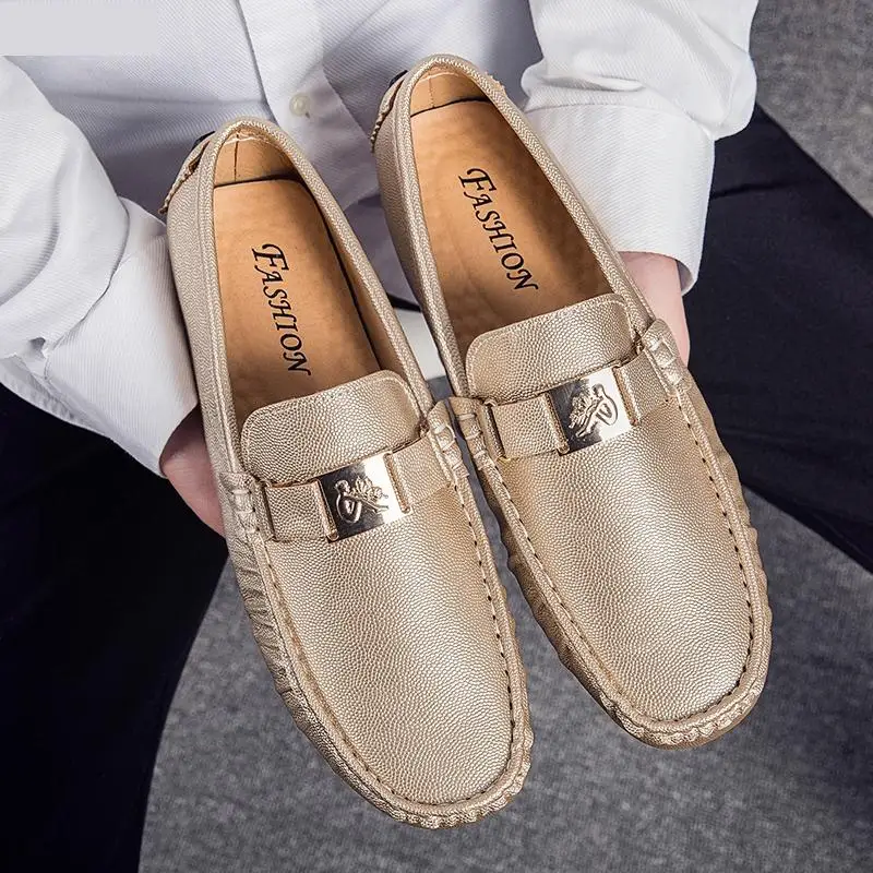 Mens Loafers Big Size 39-48 New Fashion Leather Shoes Men Slip-On Soft Driving Moccasin Wedding Dress Male Casual Sneakers | Обувь
